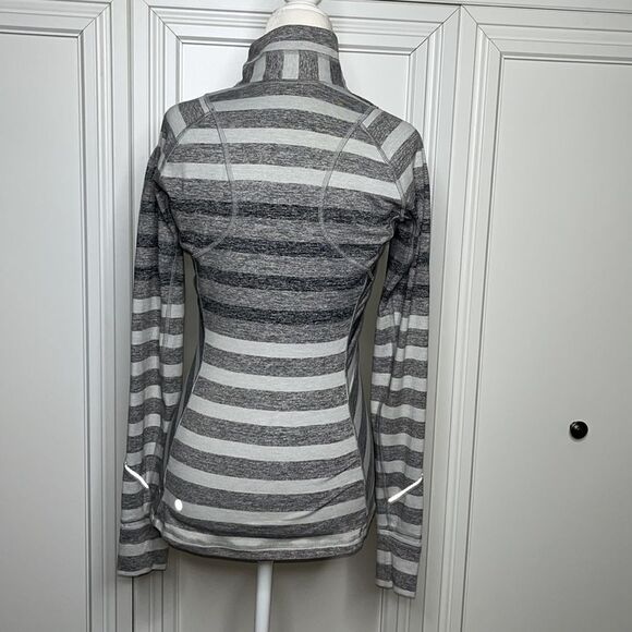 Lululemon Race Your Pace 1/2 Zip Marshmallow Stripe Heathered Slate Size 4 - Picture 5 of 14